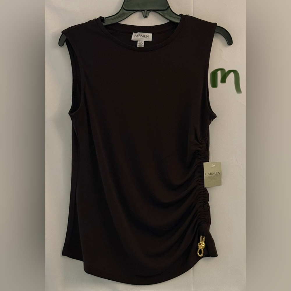 Carmen Classic Black Ruched Tank Top